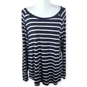 91 NAVY & WHITE STRIPE T-SHIRT SZ.M EUC